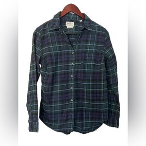 Weatherproof Blue Green Plaid Flannel. Women’s size small.